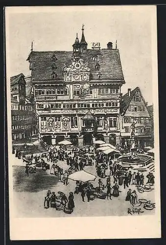 Künstler-AK Tübingen, Das Rathaus