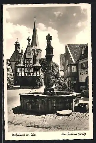 AK Michelstadt im Odw., Altes Rathaus mit Brunnen