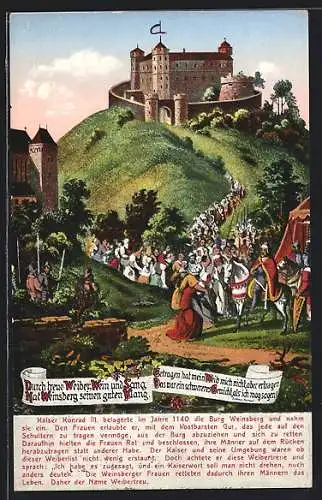 AK Weinsberg, Kaiser Konrad II. belagert 1140 die Burg Weinsberg