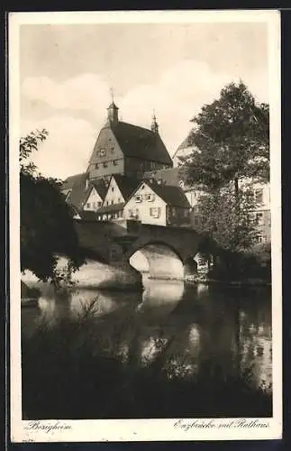 AK Besigheim, Enzbrücke mit Rathaus