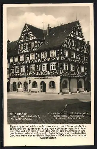 AK Schorndorf / Württ., Palm`sche Apotheke am Marktplatz