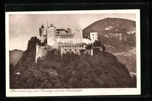 AK Salzburg, Festung Hohensalzburg und Gaisberg von der Richterhöhe aus