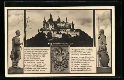 AK Hohenzollern, Burg Hohenzollern, Adler mit Wappen