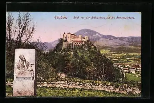 AK Salzburg, Blick von der Richterhöhe auf die Hohensalzburg