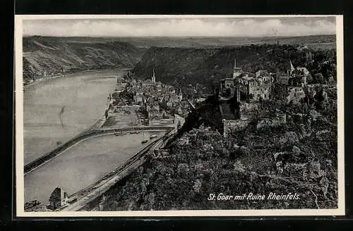 AK St. Goar, Teilansicht mit Ruine Rheinfels