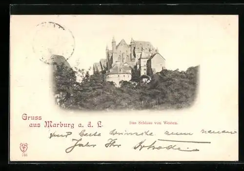 AK Marburg, Schloss von Westen