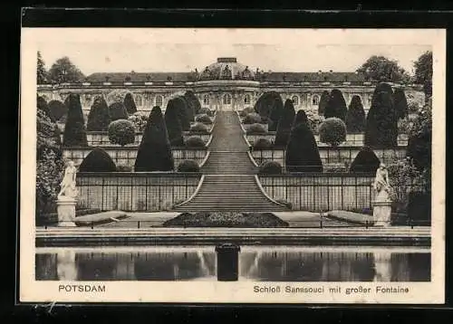 AK Potsdam, Schloss Sanssouci mit grosser Fontaine