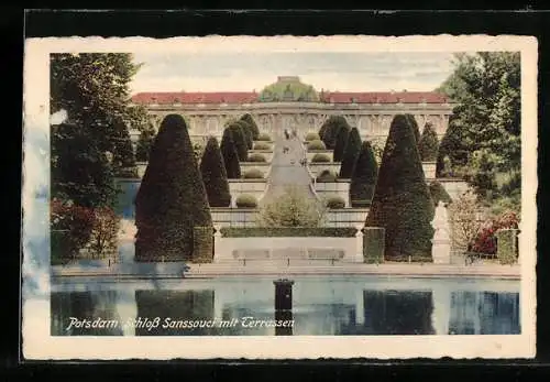 AK Potsdam, Schloss Sanssouci mit Terrassen