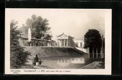 Künstler-AK Potsdam, Schloss Charlottenhof i. J. 1859