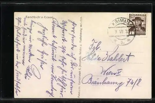 AK Krimml, Haus Kerschbichl mit Leuten