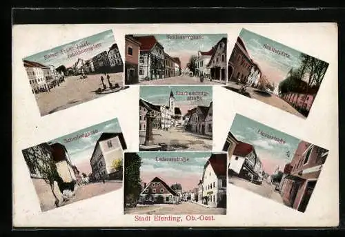 AK Eferding /Ob.-Oest., Starhembergstrasse, Ledererstrasse, Schmiedgasse, Schlossergasse