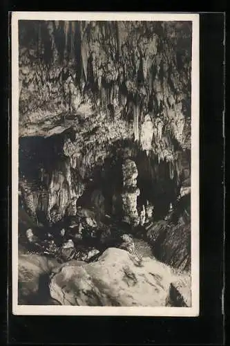 AK Trieste, R.R. Grotte di Postumia Presso Trieste, La grande colonna nel Tartaro, Höhle