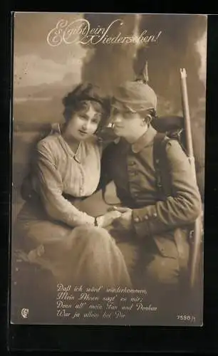 Foto-AK GL Co Nr. 7598 /1: Junger Soldat verabschiedet sich von seiner liebsten Frau