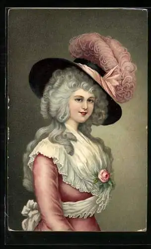Künstler-AK Stengel & Co. Nr. 29216: Porträt einer Frau mit grossem Hut
