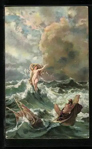 Künstler-AK Odysseus und Leucothea