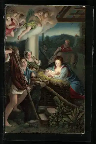 Künstler-AK Stengel & Co. Nr. 29703: Die heilige Nacht, Geburt Jesu