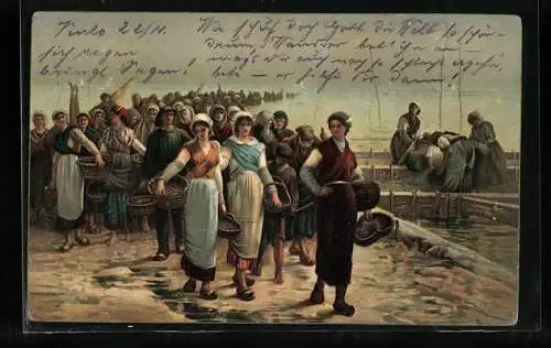 Künstler-AK Stengel & Co. Nr. 29894: Frauen kehren mit vollen Körben zurück