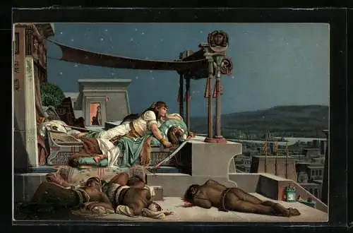 Künstler-AK Stengel & Co. Nr. 29226: Die Überbringer schlimmer Nachrichten liegen tot vor dem Pharao