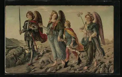 Künstler-AK Stengel & Co. Nr. 29328: Tobia con gli Arcangeli, Tobias und die Erzengel