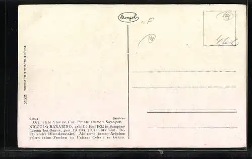 Künstler-AK Ultimi ore di Carlo Emanuele di Savoia, Letzte Stunde des Königs von Italien