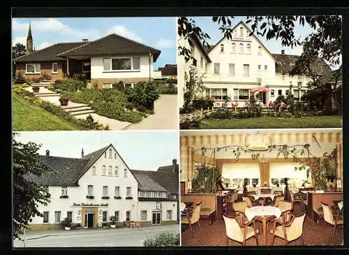 AK Sandebeck b. Detmold, Hotel-Pension Zum Teutoburger Wald, Innenansicht, Garten