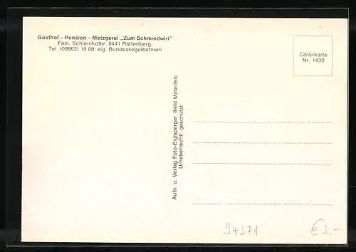 AK Rattenberg / Bayr. Wald, Gasthof und Metzgerei zum Schmiedwirt