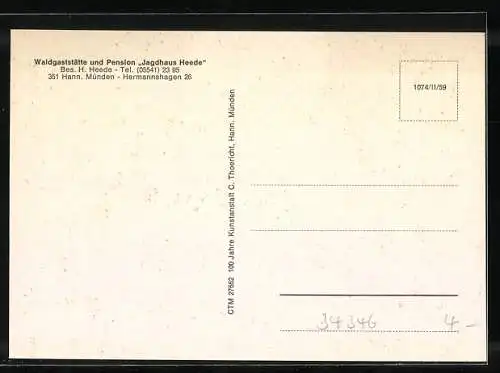 AK Hann. Münden, Waldgaststätte und Pension Jagdhaus Heede, Bes. H. Heede