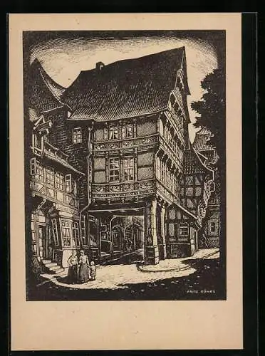 Künstler-AK Hildesheim, Historisches Pfeilerhaus