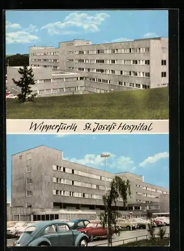 AK Wipperfürth, Autos vor dem St. Josefs Hospital, VW Käfer
