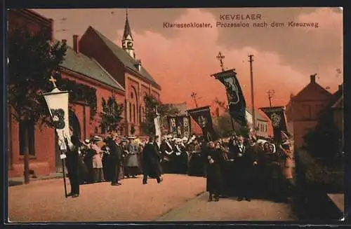 AK Kevelaer, Prozession nach dem Kreuzweg am Klarissenkloster