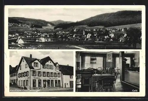 AK Wehingen, Innen- und Aussenansicht Konditorei-Cafe Denkinger von Tilly Harpf, Ortsansicht