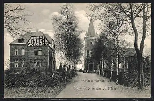 AK Neuenhaus / Wermelskirchen, Kirche und Pfarrhaus