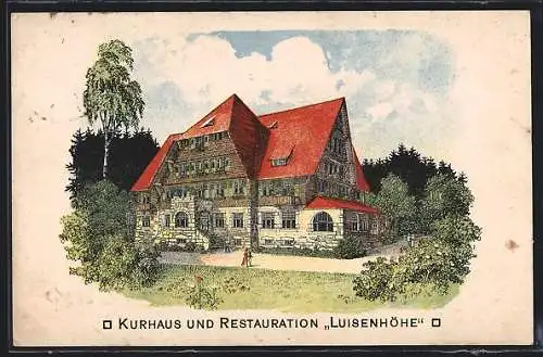 Lithographie Freiburg / Breisgau, Hotel Kurhaus Luisenhöhe