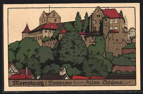 Steindruck-AK Meersburg (Bodensee), Altes Schloss