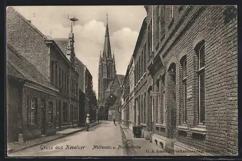 AK Kevelaer, Mühlenstrasse und Marienkirche