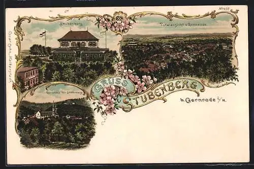 Lithographie Gernrode i. H., Gasthaus Stubenberg, Totalansicht