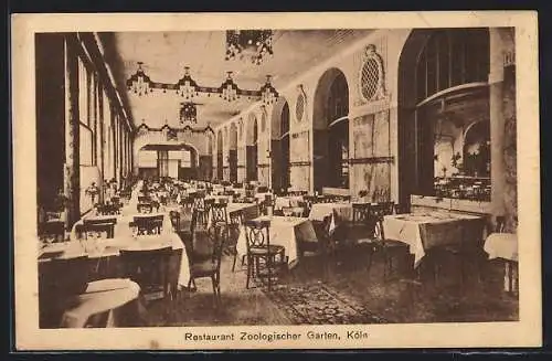 AK Köln, Restaurant Zoologischer Garten: Speisesaal