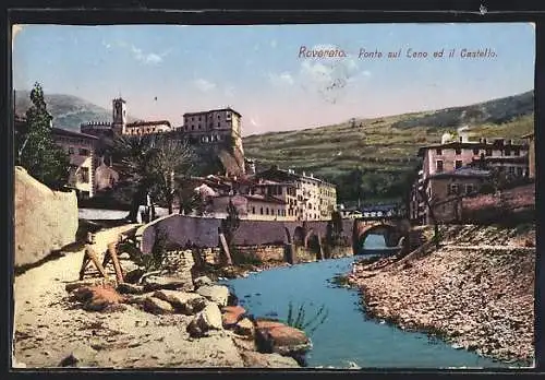 AK Rovereto, Ponte sul Leno ed il Castello, Brücke