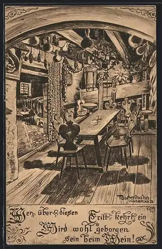 AK Sterzing, Central-Hotel Alte Post, Bes. F.P. Kleewein, Innenansicht