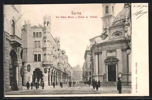 AK Torino, Via Pietro Micca e Chiesa S. Tomaso