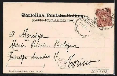 AK Bricherasio, Piazza col Monumento al Generale Brignone