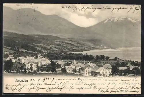 AK Seeboden, Ortsansicht gegen Bergpanorama