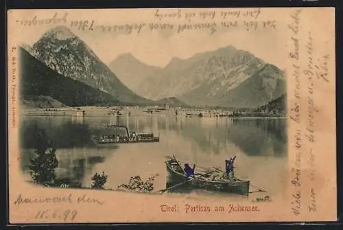 AK Pertisau /Achensee, Ruderboot mit Hund