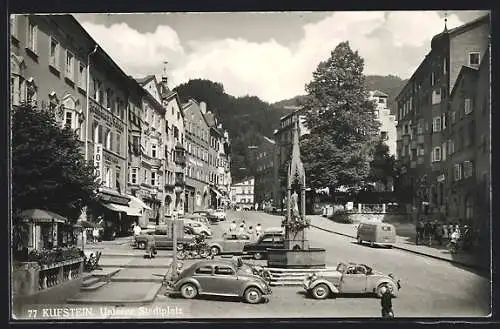 AK Kufstein, Autos auf dem Unteren Stadtplatz, VW Käfer