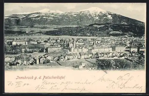 AK Innsbruck, Stadtansicht gegen den Patscherkofel