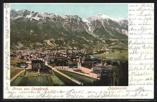 AK Innsbruck, Stadtansicht mit Bergpanorama