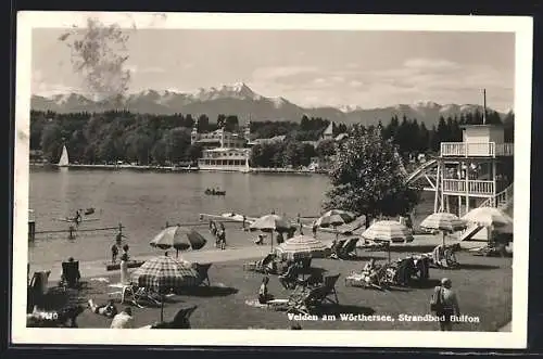 AK Velden am Wörthersee, Badegäste im Strandbad Bulfon