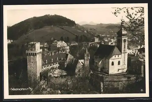 AK Waidhofen a. Y., Teilansicht mit Burg und Kirche