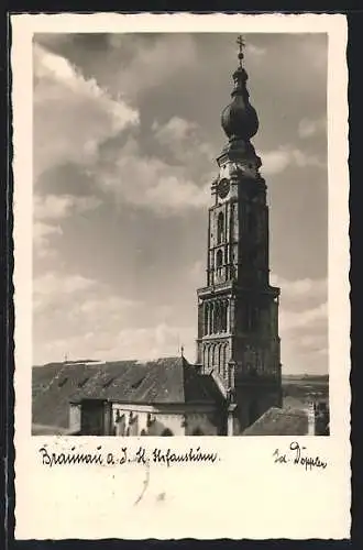 AK Braunau a. I., St. Stefansturm der Stadtpfarrkirche
