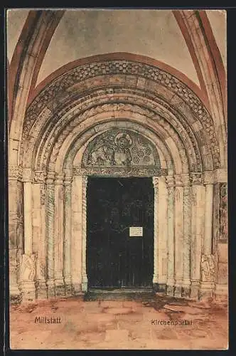 AK Millstatt, Blick auf das Kirchenportal